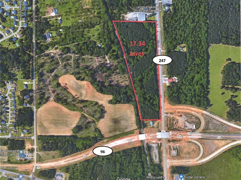 Wooded Commercial Lot Available : Warner Robins : Houston County : Georgia