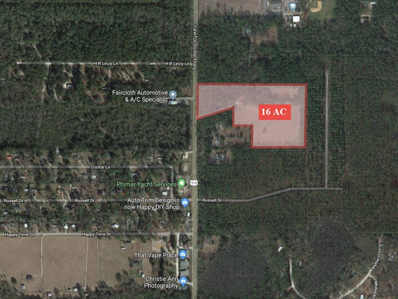 16+ Acres Development Potential, Jm : Crawfordville : Wakulla County : Florida