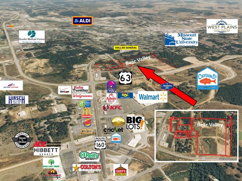 Commercial Land, 1 Acre Lots : West Plains : Howell County : Missouri