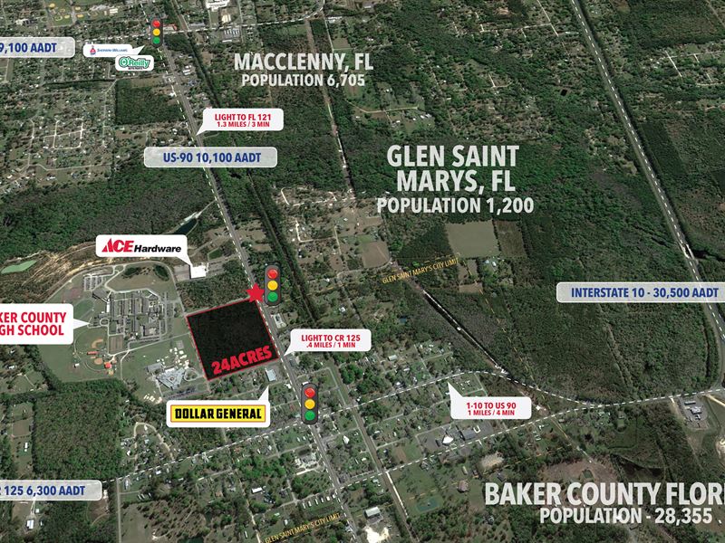 Commercial Land, 24 Acres : Macclenny : Baker County : Florida