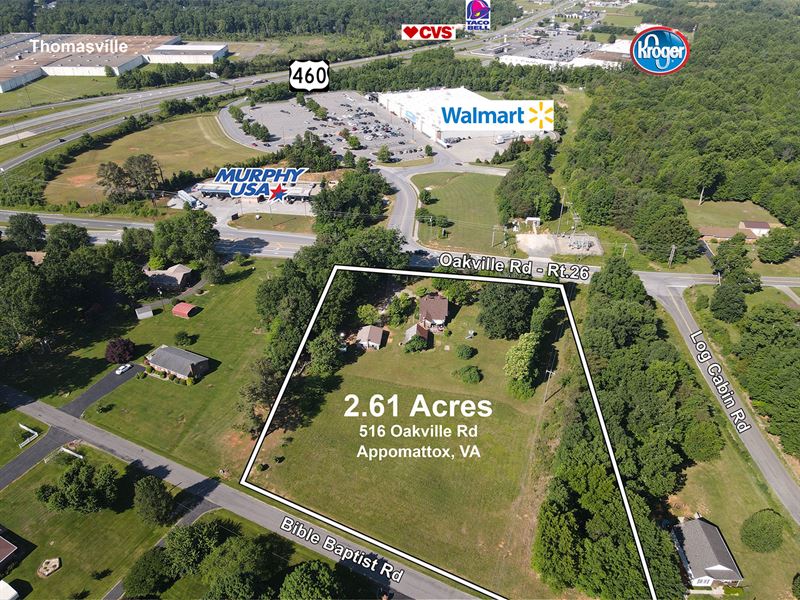 2.61 Acres Across From Walmart : Appomattox : Appomattox County : Virginia